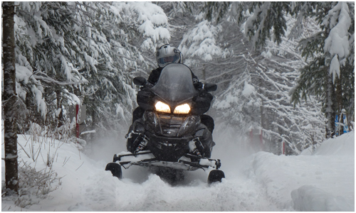 In snowmobile trails when hiking in Snowmobile offered by the Mirage Outfitter Destination